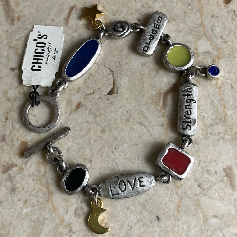 CHICO’S Love Strength Dreams Charm Bracelet NWT!